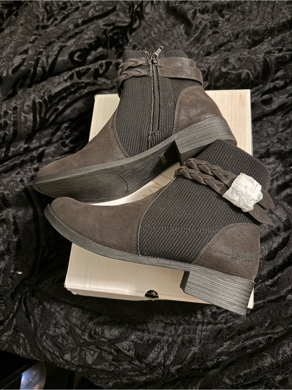 “Black” or Chocolate Brown Blowfish knit bootie